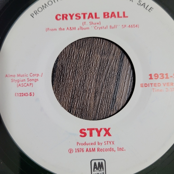 Crystal Ball by Styx 45 rpm RARE Promotional copy, Excellent condition! - Picture 3 of 4